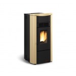 STUFA A PELLET LA NORDICA EXTRAFLAME GIUSY EVO 2.0 7,0 KW IN ACCIAIO E TOP IN MAIOLICA COLORE PERGAMENA AD ARIA