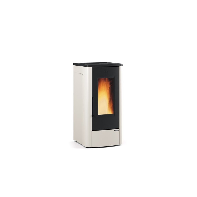 stufa a pellet la nordica extraflame dahiana 10 kw in acciaio e top in ghisa colore avorio ad aria