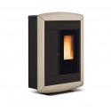 stufa a pellet la nordica extraflame souvenir lux 102 kw in acciaio e maiolica colore tortora canalizzata ad aria