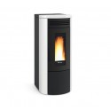 termostufa idro a pellet la nordica extraflame costanza 17 kw wifi in acciaio e top in maiolica colore bianco