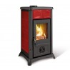 STUFA A LEGNA LA NORDICA EXTRAFLAME GEMMA 6,0 KW IN MAIOLICA COLORE ELEGANCE BORDEAUX AD ARIA