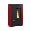 stufa a pellet la nordica extraflame luisella 44 kw in acciaio colore bordeaux ad aria