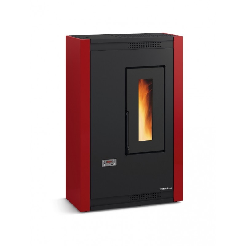 stufa a pellet la nordica extraflame luisella 44 kw in acciaio colore bordeaux ad aria